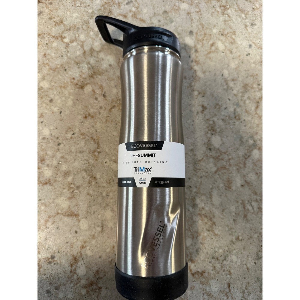 EcoVessel The Summit 24oz Insulated Stainless Steel Water Bottle Silver SUMT24SE